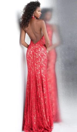 JVN By Jovani Jovani - JVN63391 Fully Lace Deep Halter V-neck Trumpet Dress 6 JVN By Jovani Jovani - JVN63391 Fully Lace Deep Halter V-neck Trumpet Dress