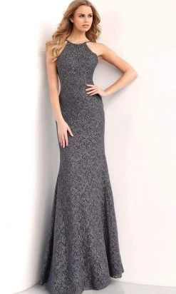 JVN By Jovani Jovani - JVN64010 High Halter Beaded Lace Gown 12 JVN By Jovani Jovani - JVN64010 High Halter Beaded Lace Gown