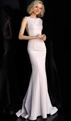 JVN By Jovani Formal Gowns Jovani - JVN67090 Sleeveless Bateau Mermaid Dress With Train