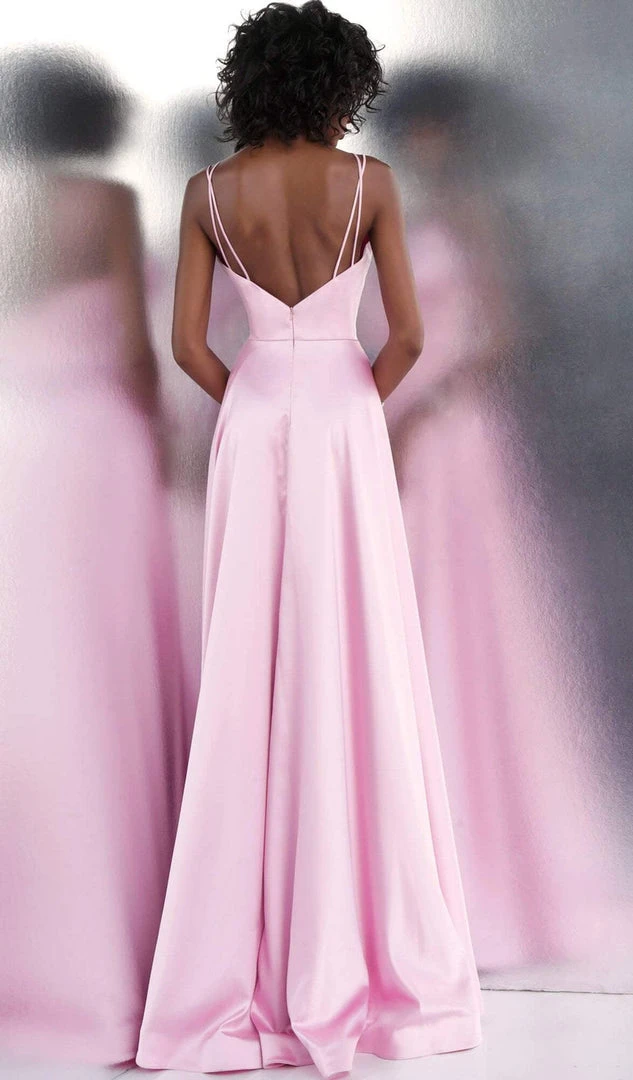 JVN By Jovani Formal Gowns Jovani - JVN67098 Double Spaghetti Strap A-Line Satin Gown 4 JVN By Jovani Formal Gowns Jovani - JVN67098 Double Spaghetti Strap A-Line Satin Gown