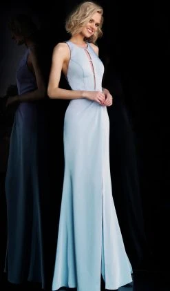 JVN By Jovani Jovani - JVN67262 Jewel Neck Trumpet Dress With Criss Cross Open Back