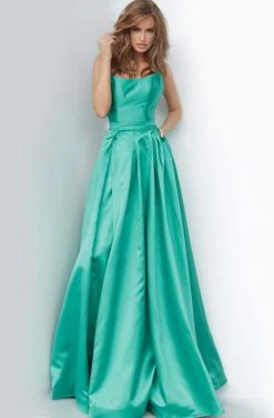 JVN By Jovani Jovani - JVN67858 Strapless Pleated Ballgown With Slit And Train