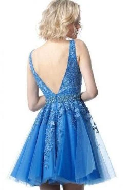 JVN By Jovani Jovani - JVN68267 Bedazzled V-neck A-line Cocktail Dress