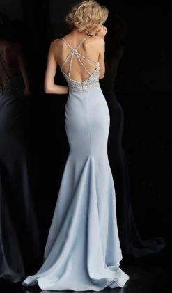 JVN By Jovani Formal Gowns Jovani - JVN68317 Beaded Deep V-neck Mermaid Dress 7 JVN By Jovani Formal Gowns Jovani - JVN68317 Beaded Deep V-neck Mermaid Dress