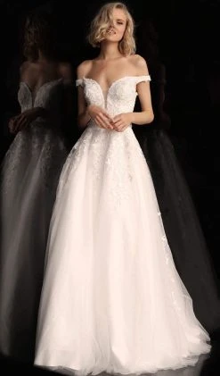 JVN By Jovani Jovani - JVN68620 Applique Plunging Off-Shoulder Ballgown