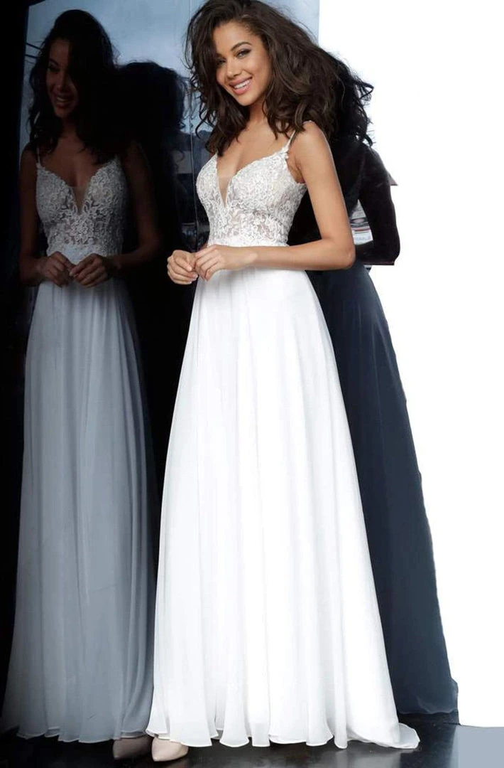JVN By Jovani Jovani - Long Lace Bodice A-Line Dress JVN62568SC - 1 Pc Off White In Size 10 Available 5 JVN By Jovani Jovani - Long Lace Bodice A-Line Dress JVN62568SC - 1 Pc Off White In Size 10 Available