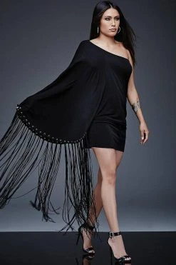 Jovani - M509 Wide Sleeve One-Shoulder Cocktail Dress