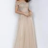 JVN By Jovani Jovani - Off-Shoulder Pleated Prom Dress JVN2004SC - 1 Pc Gold In Size 16 Available Formal Gowns