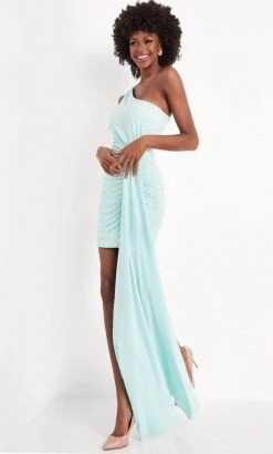 Jovani - One Shoulder Beaded Jersey Dress 04153SC