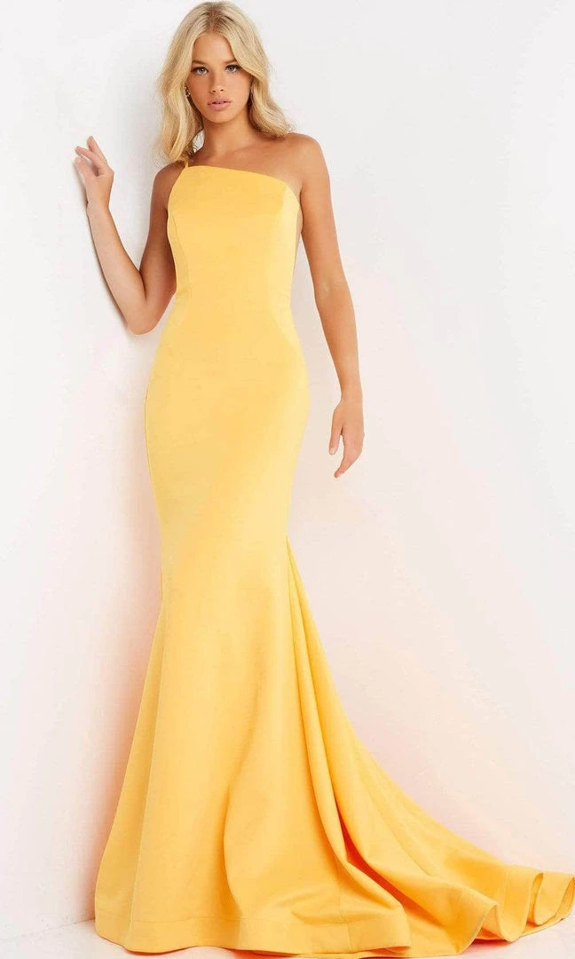 Jovani - One Shoulder Mermaid Prom Gown 06763SC - 1 Pc Yellow In Size 8 Available 3 Jovani - One Shoulder Mermaid Prom Gown 06763SC - 1 Pc Yellow In Size 8 Available