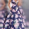 JVN By Jovani Jovani - Plunging Blossom Print Ballgown JVN66938ASC - 1 Pc Navy/Print In Sizes 0 Available 2 JVN By Jovani Jovani - Plunging Blossom Print Ballgown JVN66938ASC - 1 Pc Navy/Print In Sizes 0 Available