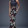 Jovani - Scoop Neck And Floral Print Two-Piece Evening Dress M405
