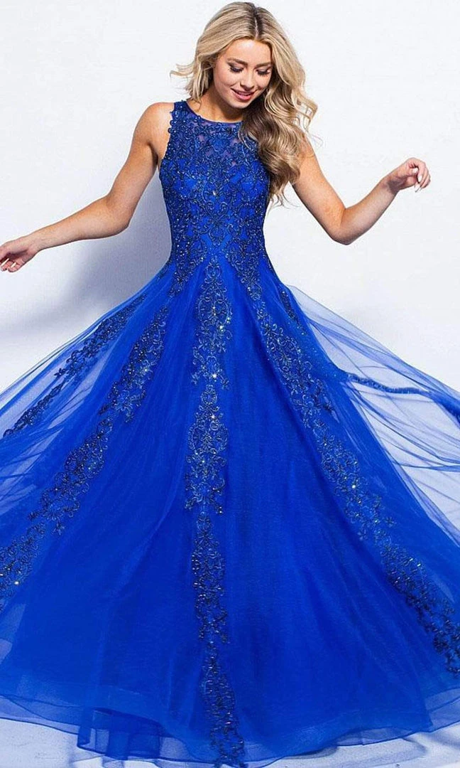 JVN By Jovani Jovani - Sleeveless Lace Embellished A-Line Gown JVN59046SC Formal Gowns 3 JVN By Jovani Jovani - Sleeveless Lace Embellished A-Line Gown JVN59046SC Formal Gowns