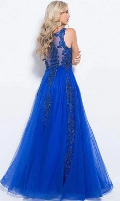 JVN By Jovani Jovani - Sleeveless Lace Embellished A-Line Gown JVN59046SC Formal Gowns 10 JVN By Jovani Jovani - Sleeveless Lace Embellished A-Line Gown JVN59046SC Formal Gowns