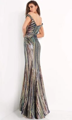 Formal Gowns Jovani - Strapless Sequin Evening Gown 04809SC - 1 Pc Black/Multi In Size 4 Available