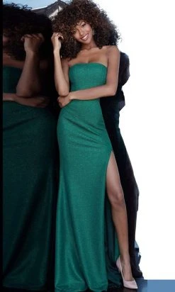 Jovani - Strapless Shimmer Trumpet Dress With Slit 8063SC - 1 Pc Steel In Size 4 Available Formal Gowns 7 Jovani - Strapless Shimmer Trumpet Dress With Slit 8063SC - 1 Pc Steel In Size 4 Available Formal Gowns
