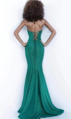 Jovani - Strapless Shimmer Trumpet Dress With Slit 8063SC - 1 Pc Steel In Size 4 Available Formal Gowns