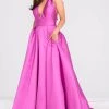 JVN By Jovani Jovani - V Neck Mikado Prom Ballgown With Pleated Skirt JVN47530