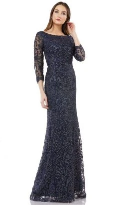 JS Collections - 866711 Soutache Bateau Illusion Long Sleeve Dress