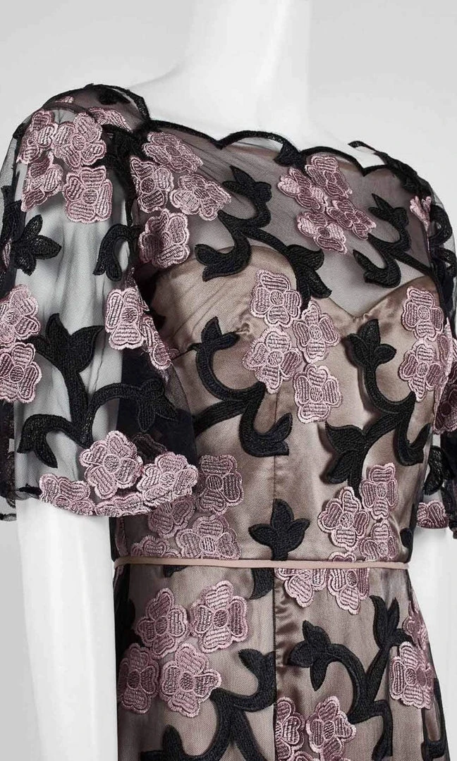 JS Collections - 866941 Floral Embroidered Illusion Bateau Long Dress 5 JS Collections - 866941 Floral Embroidered Illusion Bateau Long Dress