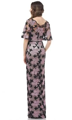 JS Collections - 866941 Floral Embroidered Illusion Bateau Long Dress 6 JS Collections - 866941 Floral Embroidered Illusion Bateau Long Dress