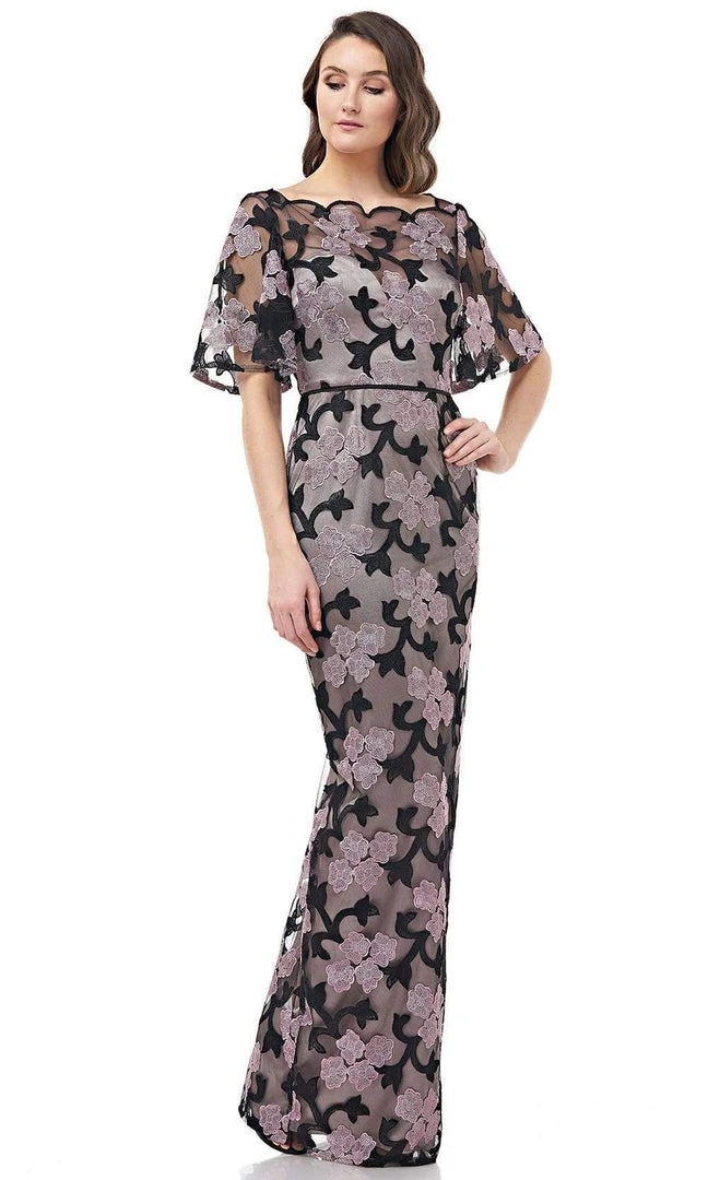 JS Collections - 866941 Floral Embroidered Illusion Bateau Long Dress 3 JS Collections - 866941 Floral Embroidered Illusion Bateau Long Dress