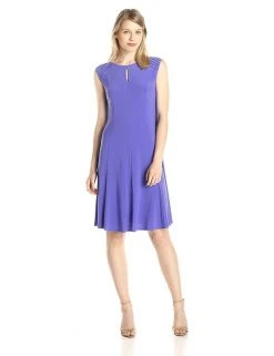 Kasper - 10568638 Pin-Tucked Shoulder Keyhole Dress Cocktail Dresses