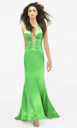 Formal Gowns La Femme - 11763 Ladder Strapped Deep Halter Style Gown