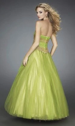 La Femme - 11788 Multi-Toned Lace Appliqued Strapless Ballgown