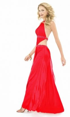 La Femme - 12172 Jeweled Halter Multi-Cutout Evening Dress Formal Gowns