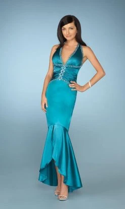 La Femme - 12278 Halter V Neck High Low Mermaid Prom Dress