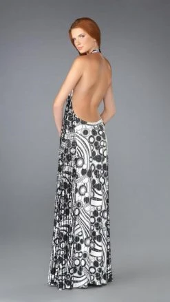 La Femme - 13458 Stunning Pleated V-Neck A-Line Dress