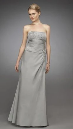La Femme - 13672 Embellished Ruched Strapless Straight Neck A-line Dress Formal Gowns
