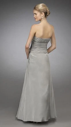 La Femme - 13672 Embellished Ruched Strapless Straight Neck A-line Dress Formal Gowns