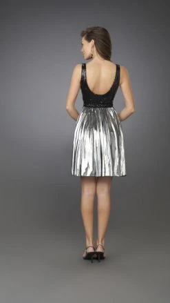 La Femme - 14083 Sequined Scoop Neck Short A-line Dress