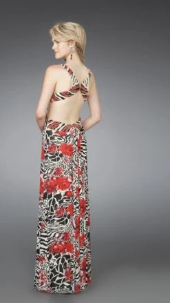 Formal Gowns La Femme - 14396 Printed Long Dress With Back Cut Outs