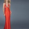 La Femme - 14568 Ravishingly Ornate Notched V-Neck Sheath Gown Formal Gowns