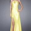 La Femme - 15061 Vibrant Embellished Halter Sheath Gown With Keyhole Cutout