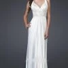 Formal Gowns La Femme - 15418 Pleated And Beaded V-Neck A-line Gown 1 Formal Gowns La Femme - 15418 Pleated And Beaded V-Neck A-line Gown