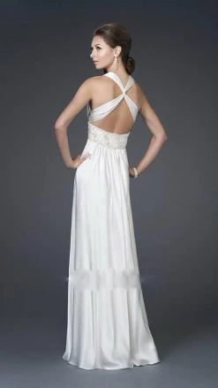 Formal Gowns La Femme - 15418 Pleated And Beaded V-Neck A-line Gown