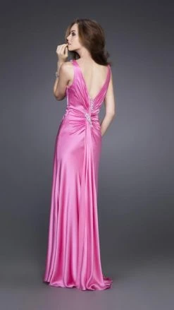 Formal Gowns La Femme - 15599 Sleek Crystal Braided V-Neck Sheath Gown With Slit 5 Formal Gowns La Femme - 15599 Sleek Crystal Braided V-Neck Sheath Gown With Slit