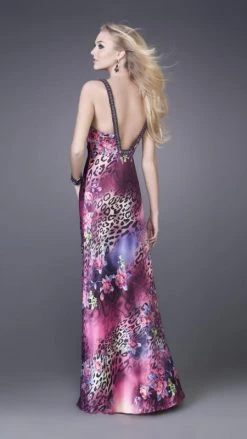Formal Gowns La Femme - 15734 Feisty Floral And Animal Print V-Neck Sheath Gown 7 Formal Gowns La Femme - 15734 Feisty Floral And Animal Print V-Neck Sheath Gown
