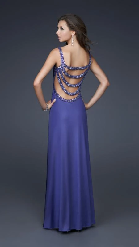 La Femme - 16021 Elegant Beaded Scoop Neck Jersey Sheath Dress Formal Gowns 4 La Femme - 16021 Elegant Beaded Scoop Neck Jersey Sheath Dress Formal Gowns