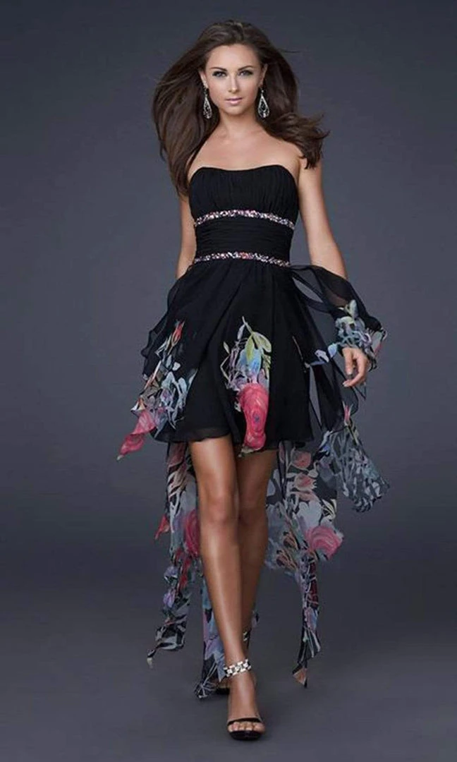 La Femme - 16289 High Low Dress With Ruched Bodice 3 La Femme - 16289 High Low Dress With Ruched Bodice