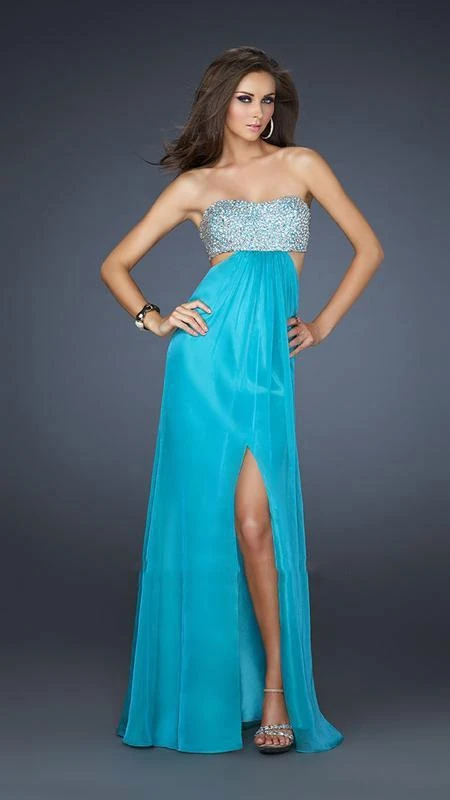 La Femme - 16291 Strapless Chiffon Gown With Exquisite Beading 9 La Femme - 16291 Strapless Chiffon Gown With Exquisite Beading