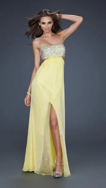 La Femme - 16291 Strapless Chiffon Gown With Exquisite Beading 8 La Femme - 16291 Strapless Chiffon Gown With Exquisite Beading