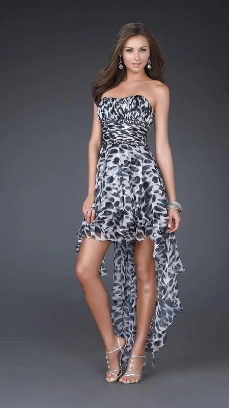 Cocktail Dresses La Femme - 16293 High Low Dress With Animal Print 5 Cocktail Dresses La Femme - 16293 High Low Dress With Animal Print