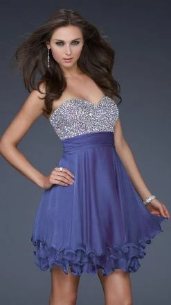 La Femme - 16541 Bejeweled Sweetheart Chiffon A-line Dress