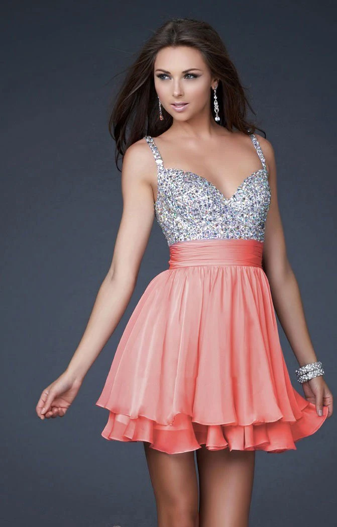 La Femme - 16813 Bejeweled Short Chiffon Party Dress 5 La Femme - 16813 Bejeweled Short Chiffon Party Dress