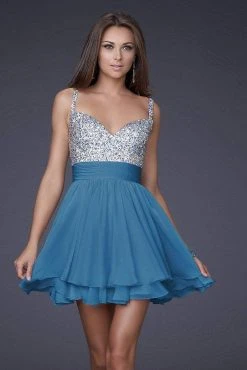 La Femme - 16813 Bejeweled Short Chiffon Party Dress 14 La Femme - 16813 Bejeweled Short Chiffon Party Dress